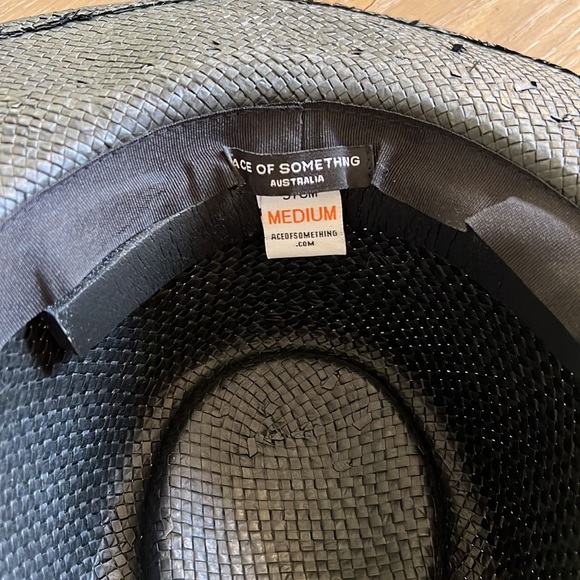 Ace of something black straw fedora hat M - Picture 6 of 11